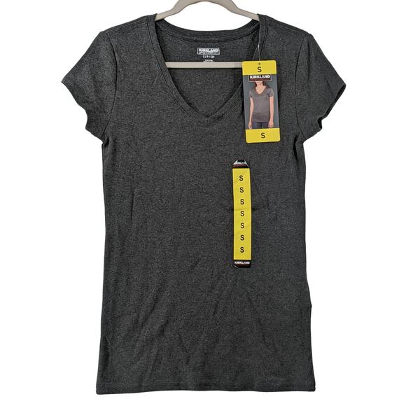 Kirkland Signature VNeck Tee S Gray Layering Short Sleeve TShirt Lightweight Top - Picture 12 of 12